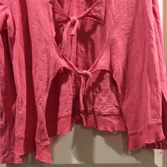 Dylan womens triple raw Tie Back Top cotton long sleeves raw bottom size S pink - Picture 11 of 11